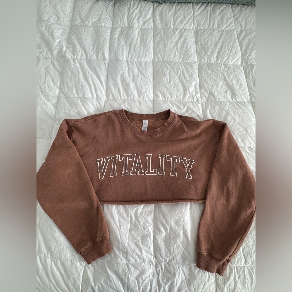 Women's Brown Over-Sized Cropped Sweatshirt